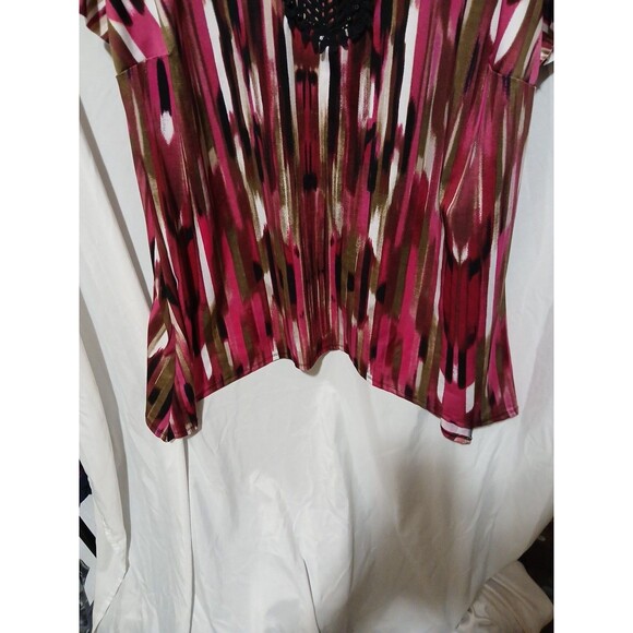 Agb Top Womens Plus Size 3xl Short Sleeve  Stretch  Blouse With Crochet Neck - Picture 6 of 9